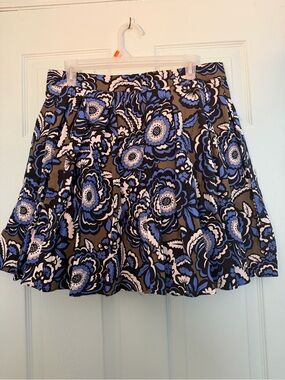 Express Blue and Black Floral Circle Skirt